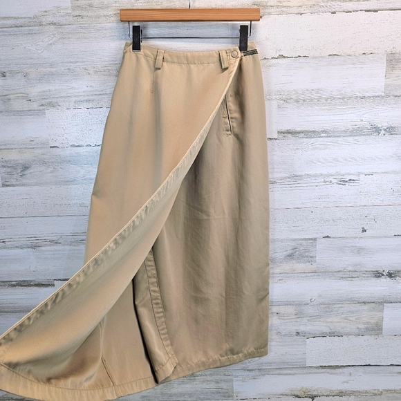 VTG Royal Robbins Women Khaki Chino Wrap Midi Skirt 6 Academia Neutral Essential - Picture 6 of 11